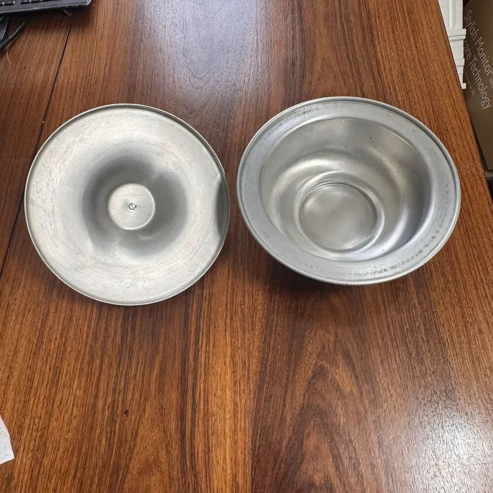 Vintage BW Buenilum Aluminum Covered Bowl Casserole Serving Dish Crimped Edge 9